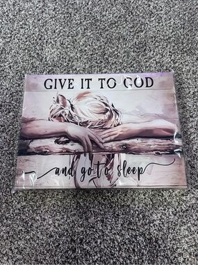 Give It To God Wall Art - Neutral Pink Beige Inspirational Sign